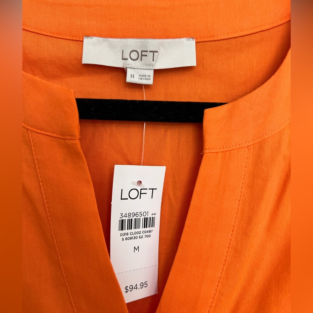 Loft orange drawstring summer dress Size M - Picture 5 of 6